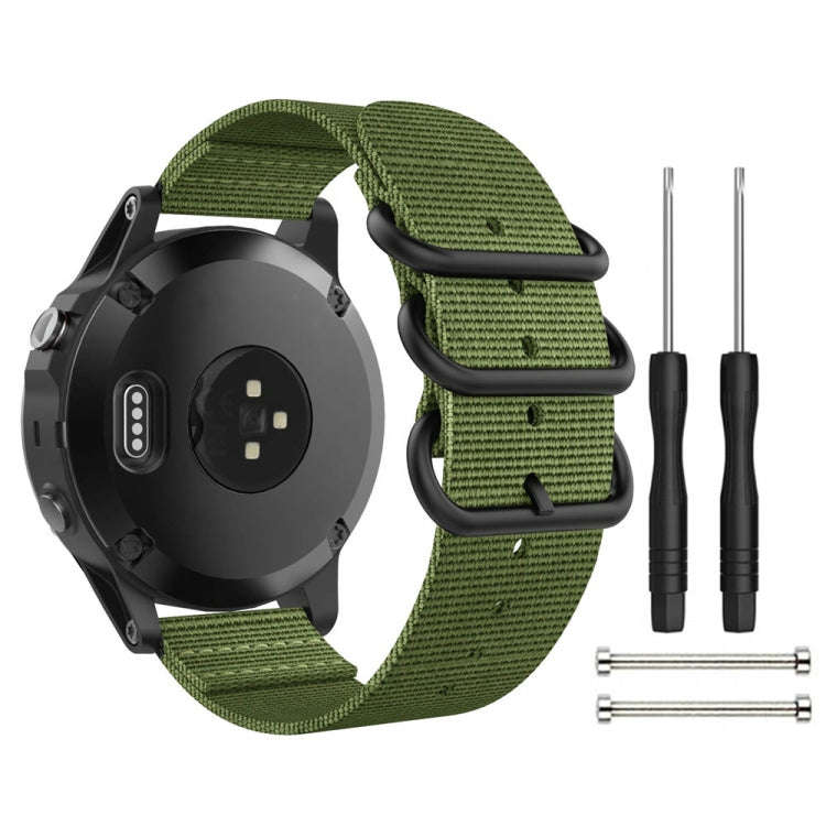 For Garmin Fenix 3 / 5X Universal 26MM Three-ring Nylon Watch Band(Army Green)