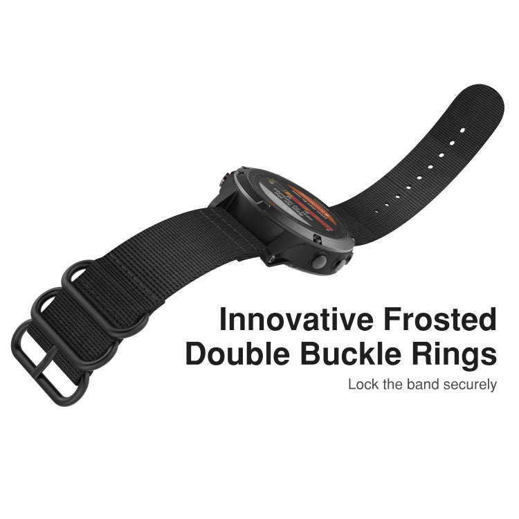 For Garmin Fenix 3 / 5X Universal 26MM Three-ring Nylon Watch Band(Black)
