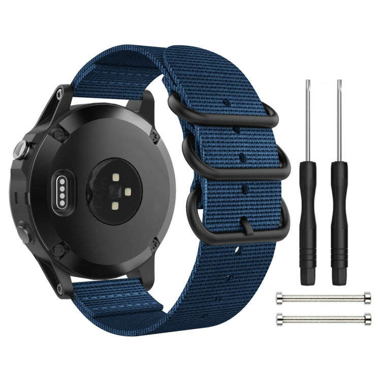 For Garmin Fenix 3 / 5X Universal 26MM Three-ring Nylon Watch Band(mazarine)
