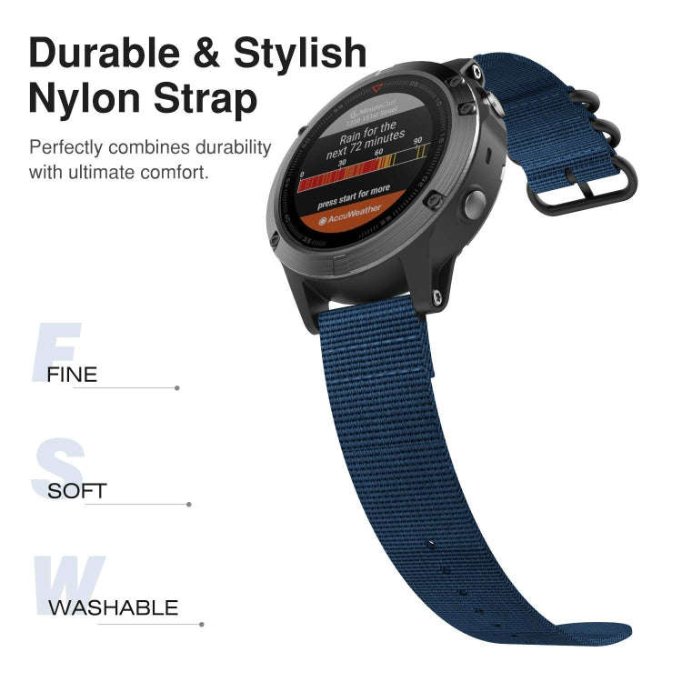 For Garmin Fenix 3 / 5X Universal 26MM Three-ring Nylon Watch Band(mazarine)
