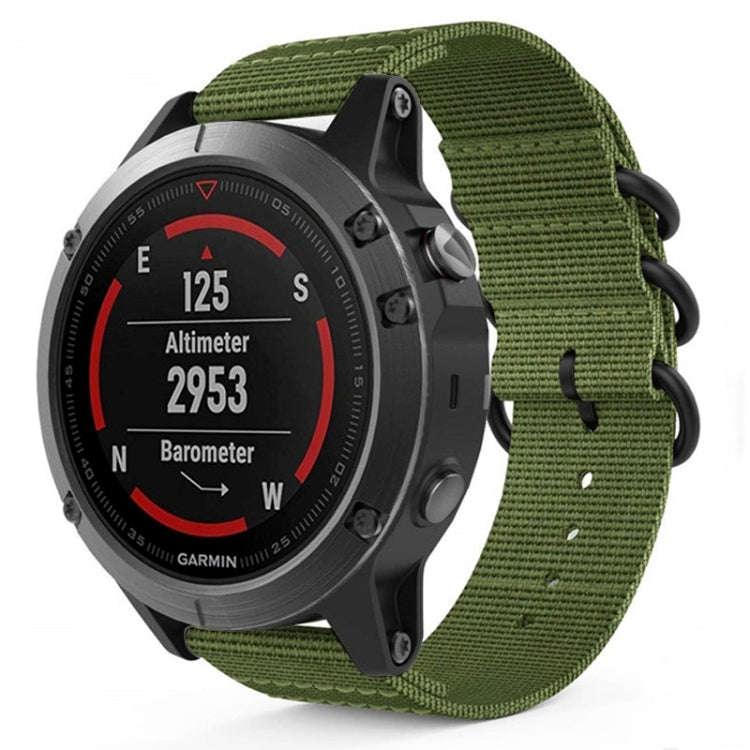 For Garmin Fenix 5 22mm Three-ring Nylon Watch Band(Army Green)
