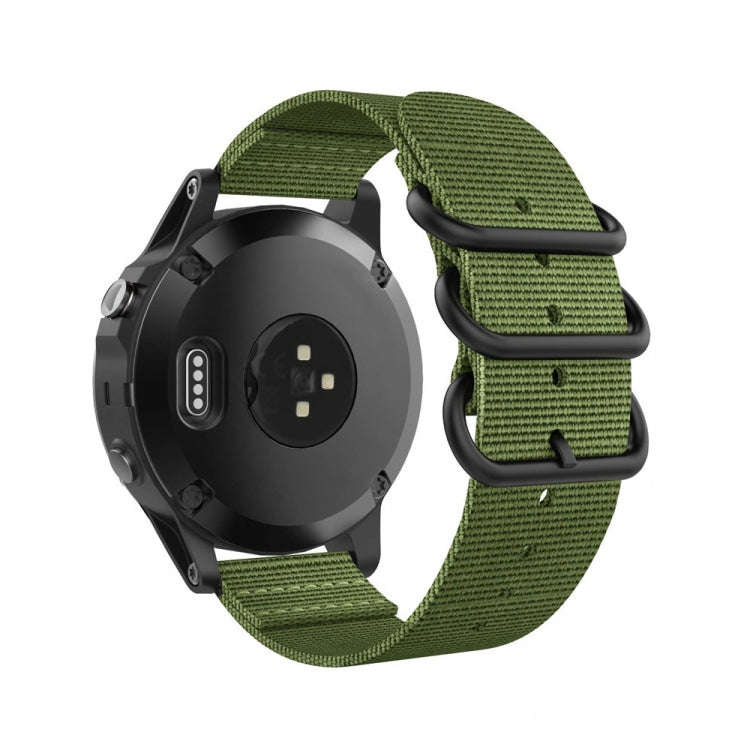 For Garmin Fenix 5 22mm Three-ring Nylon Watch Band(Army Green)