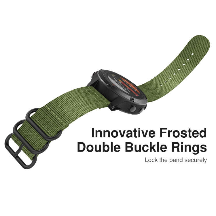 For Garmin Fenix 5 22mm Three-ring Nylon Watch Band(Army Green)