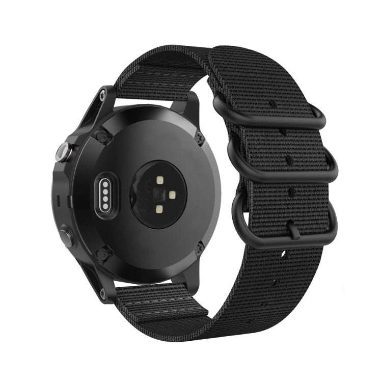 For Garmin Fenix 5 22mm Three-ring Nylon Watch Band(Black)