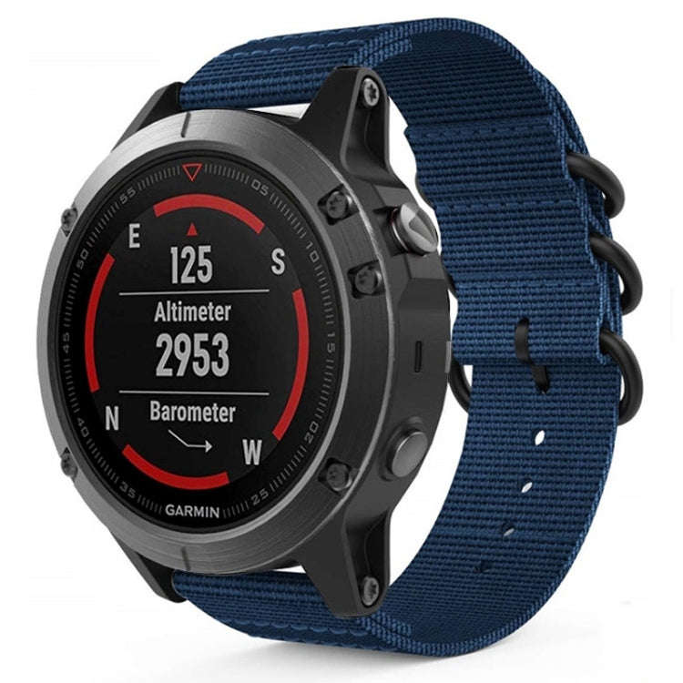 For Garmin Fenix 5 22mm Three-ring Nylon Watch Band(Mazarine)