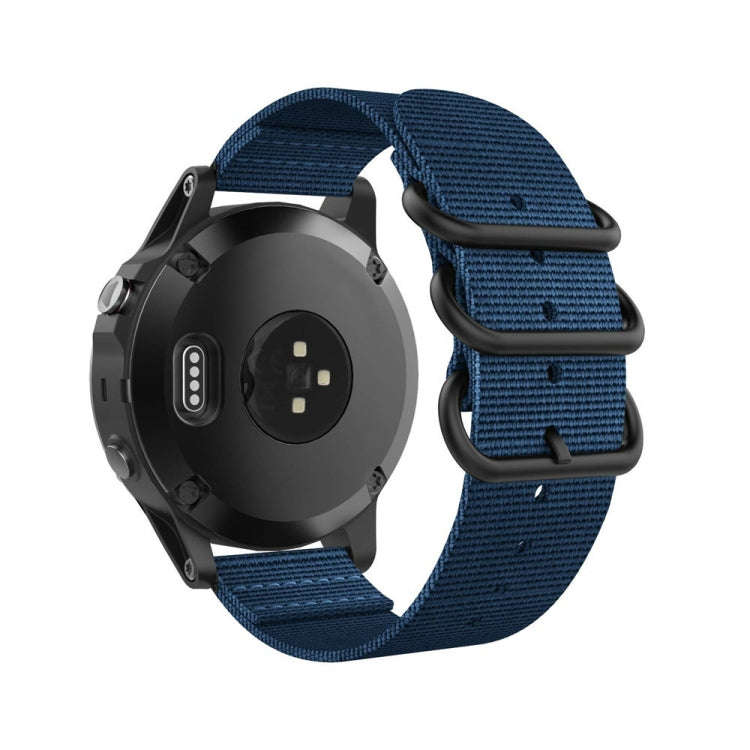For Garmin Fenix 5 22mm Three-ring Nylon Watch Band(Mazarine)