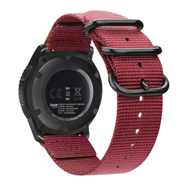 For Samsung Galaxy Watch Active 2 22mm / Gear S3 Nylon Three-ring Watch Band(Wine Red)