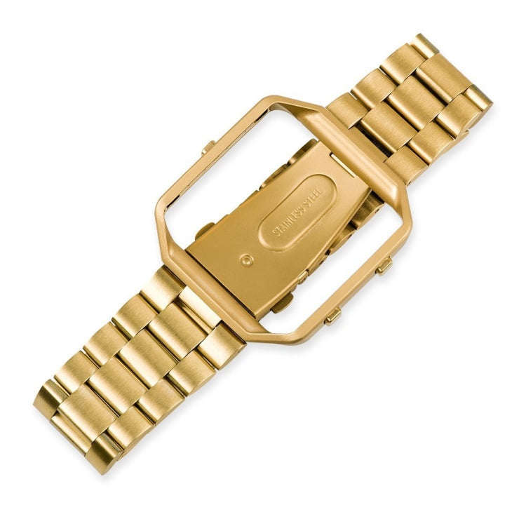 For Fitbit Blaze Metal Frame Butterfly Buckle Three Beads Stainless Steel Metal Watch Band(gold)
