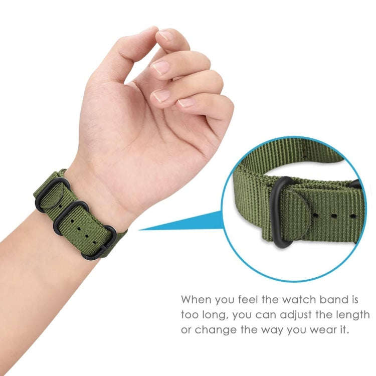 For Samsung Galaxy Watch Active 2 20mm / Gear S3 Nylon Three-ring Watch Band(Army Green)