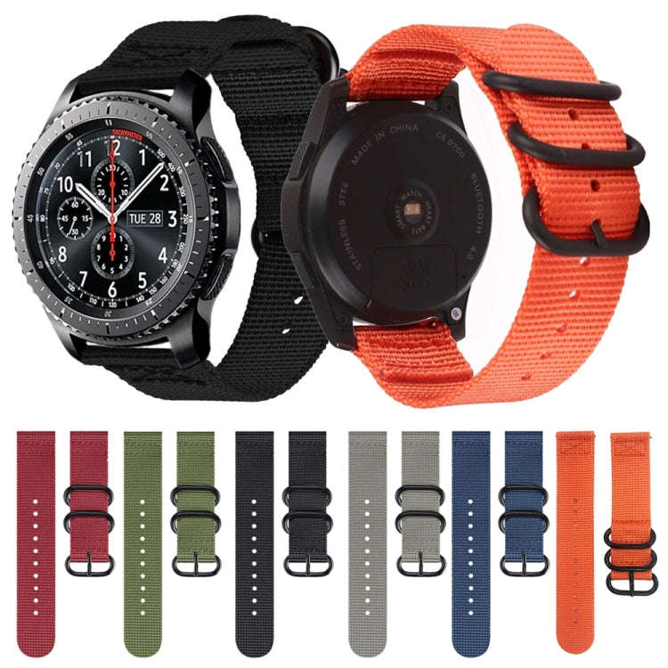 For Samsung Galaxy Watch Active 2 20mm / Gear S3 Nylon Three-ring Watch Band(Army Green)