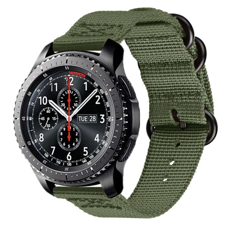 For Samsung Galaxy Watch Active 2 18mm / Gear S3 Nylon Three-ring Watch Band(Army Green)