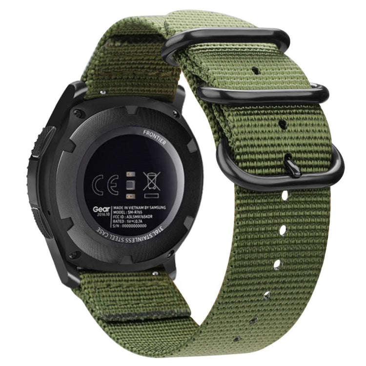 For Samsung Galaxy Watch Active 2 18mm / Gear S3 Nylon Three-ring Watch Band(Army Green)
