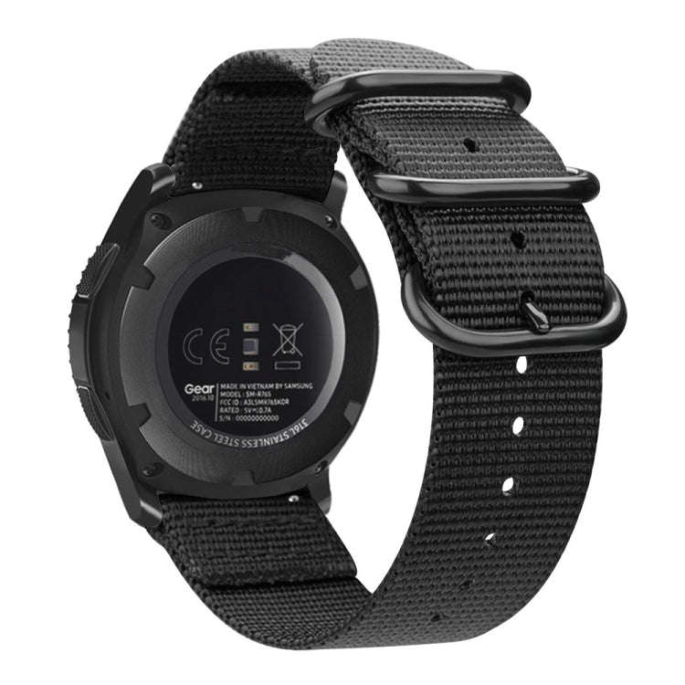 For Samsung Galaxy Watch Active 2 18mm / Gear S3 Nylon Three-ring Watch Band(Black)