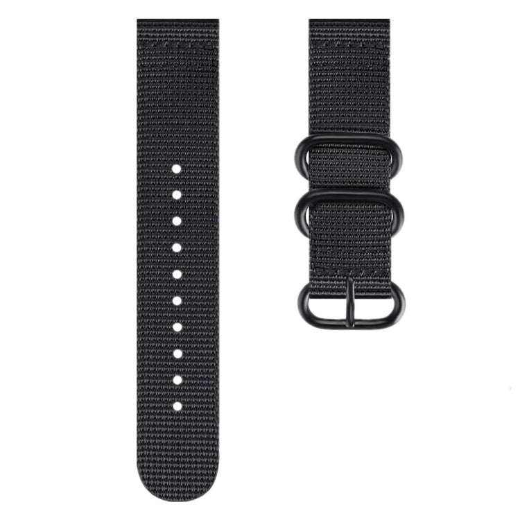 For Samsung Galaxy Watch Active 2 18mm / Gear S3 Nylon Three-ring Watch Band(Black)