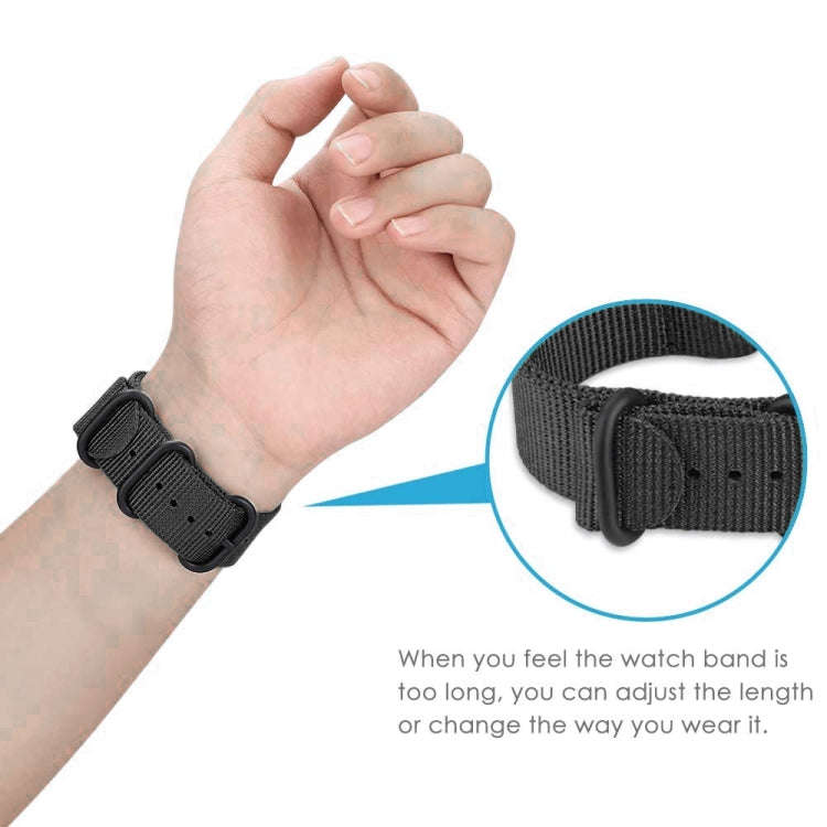 For Samsung Galaxy Watch Active 2 18mm / Gear S3 Nylon Three-ring Watch Band(Black)