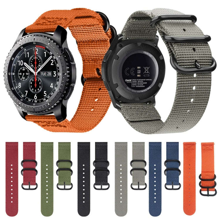 For Samsung Galaxy Watch Active 2 18mm / Gear S3 Nylon Three-ring Watch Band(Gray)