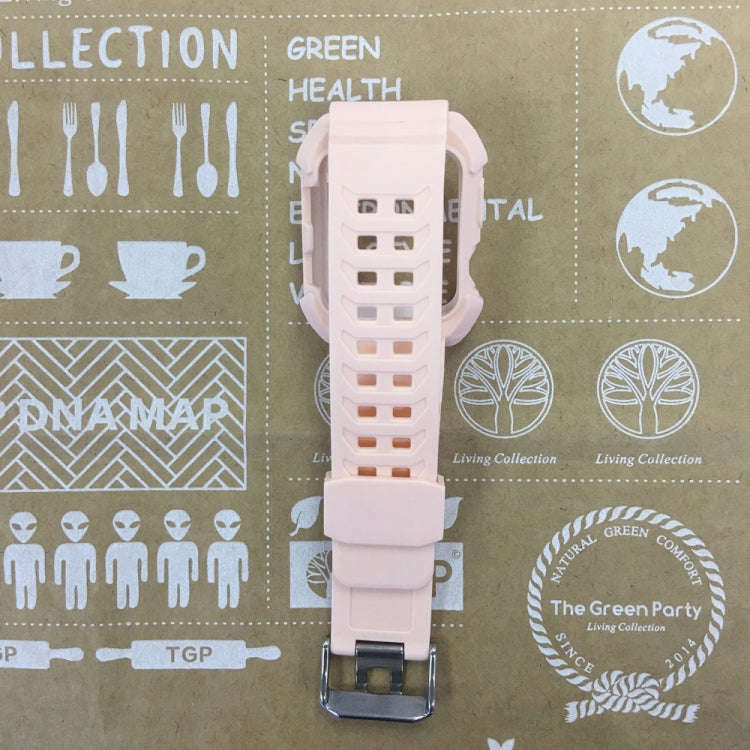 For Apple Watch 3 / 2 / 1 Generation 42mm All-In-One Silicone Strap(Pink + White)