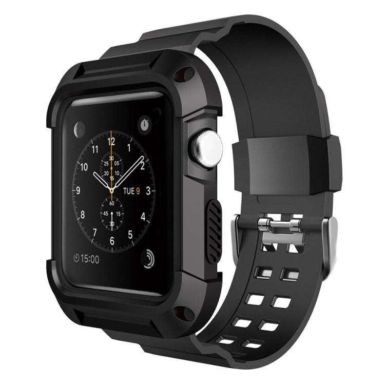 For Apple Watch 3 / 2 / 1 Generation 42mm All-In-One Silicone Strap(Black)