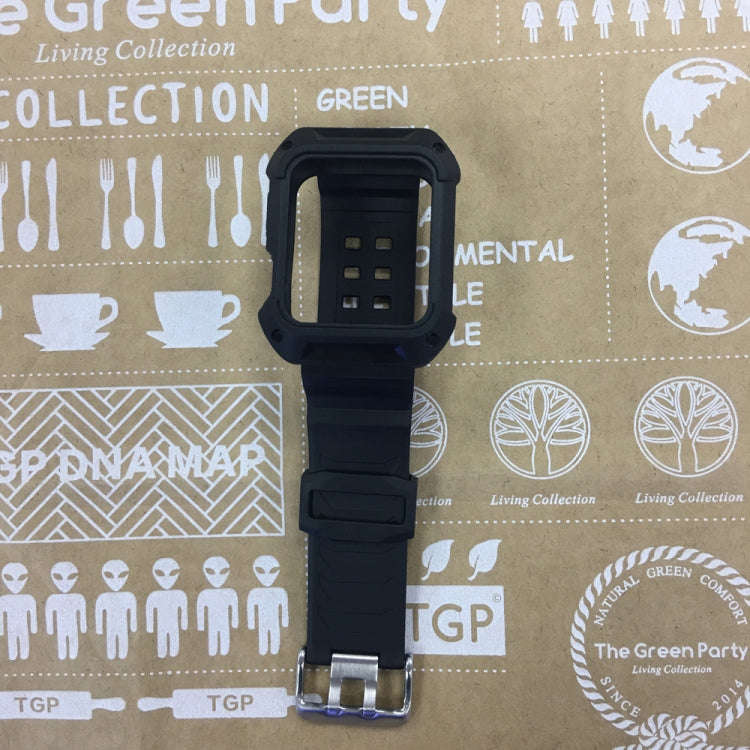 For Apple Watch 3 / 2 / 1 Generation 42mm All-In-One Silicone Strap(Black)