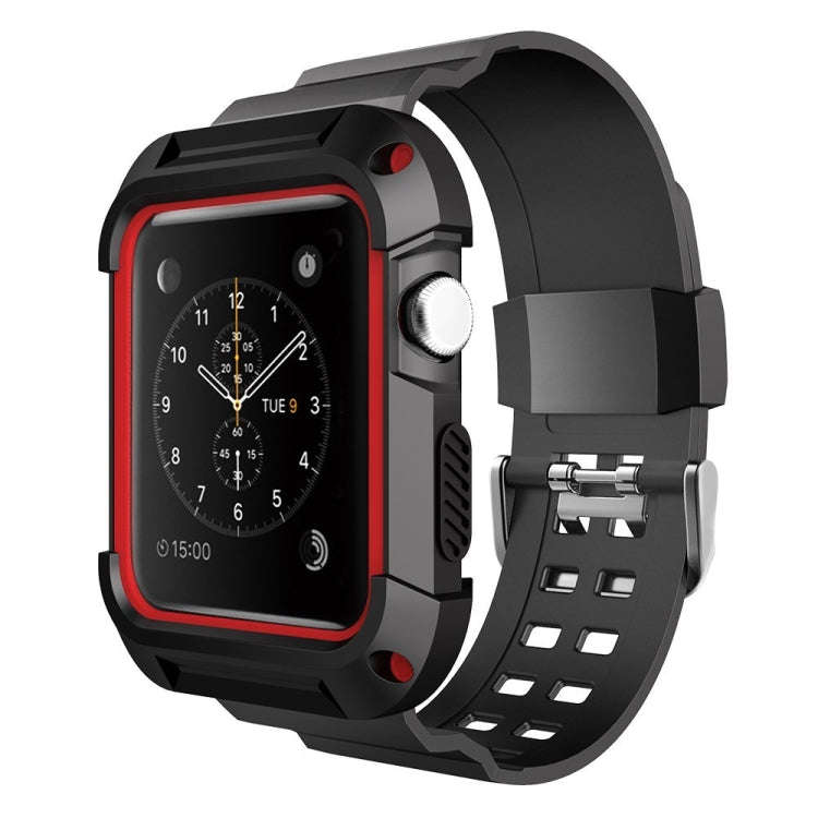 For Apple Watch 3 / 2 / 1 Generation 42mm All-In-One Silicone Strap(Black + Red)