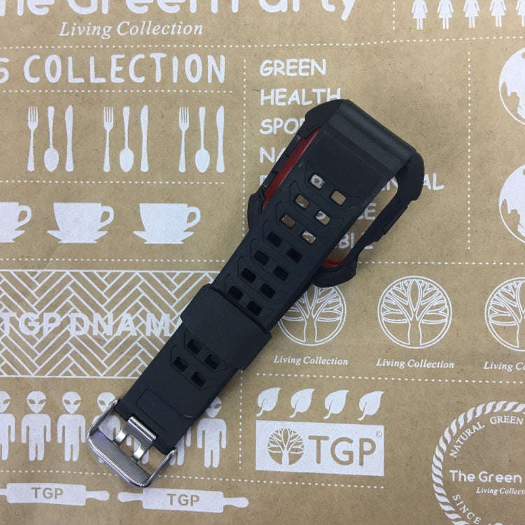 For Apple Watch 3 / 2 / 1 Generation 42mm All-In-One Silicone Strap(Black + Red)