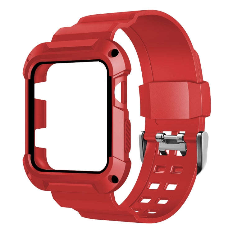 For Apple Watch 3 / 2 / 1 Generation 42mm All-In-One Silicone Strap(Red + Black)