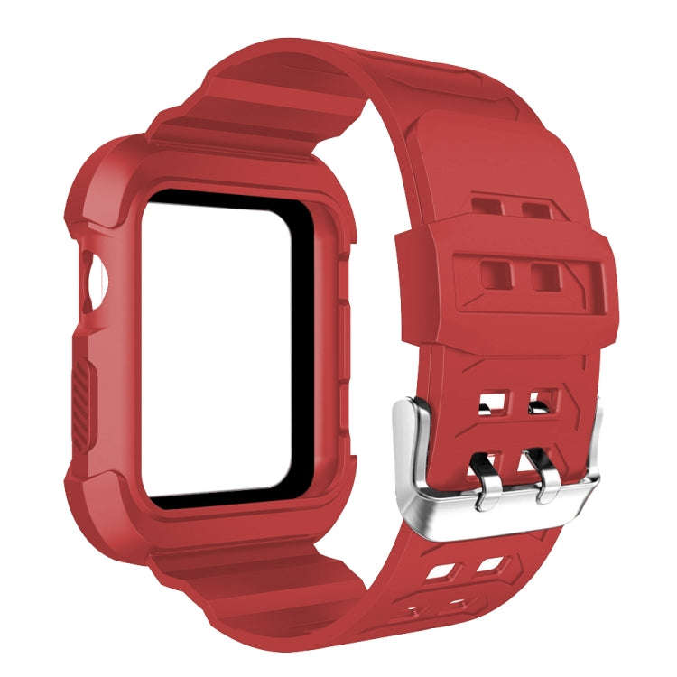 For Apple Watch 3 / 2 / 1 Generation 42mm All-In-One Silicone Strap(Red + Black)