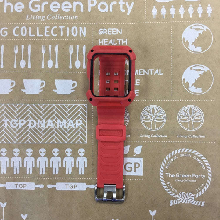 For Apple Watch 3 / 2 / 1 Generation 42mm All-In-One Silicone Strap(Red + Black)