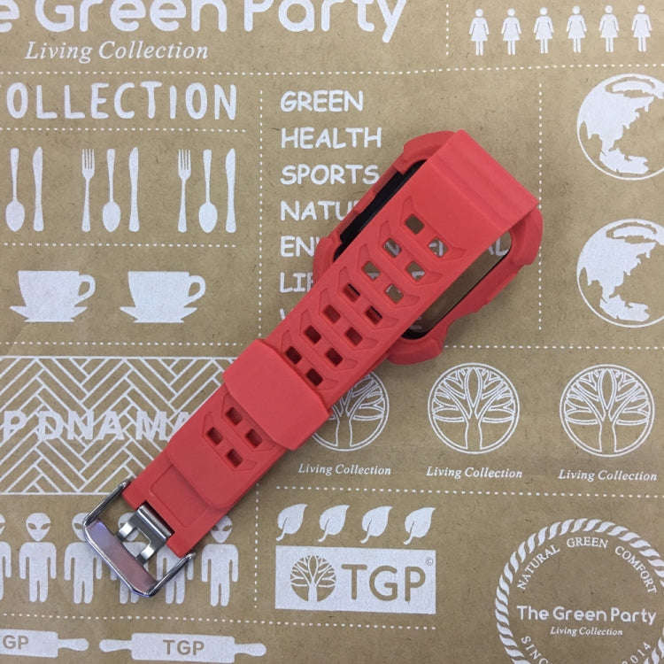For Apple Watch 3 / 2 / 1 Generation 42mm All-In-One Silicone Strap(Red + Black)