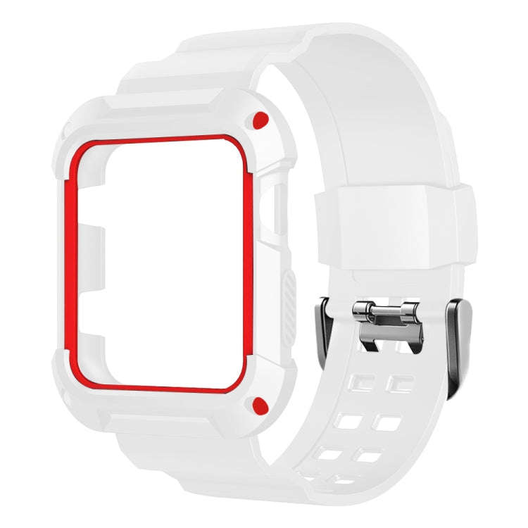 For Apple Watch 3 / 2 / 1 Generation 38mm All-In-One Silicone Strap(White + Red)