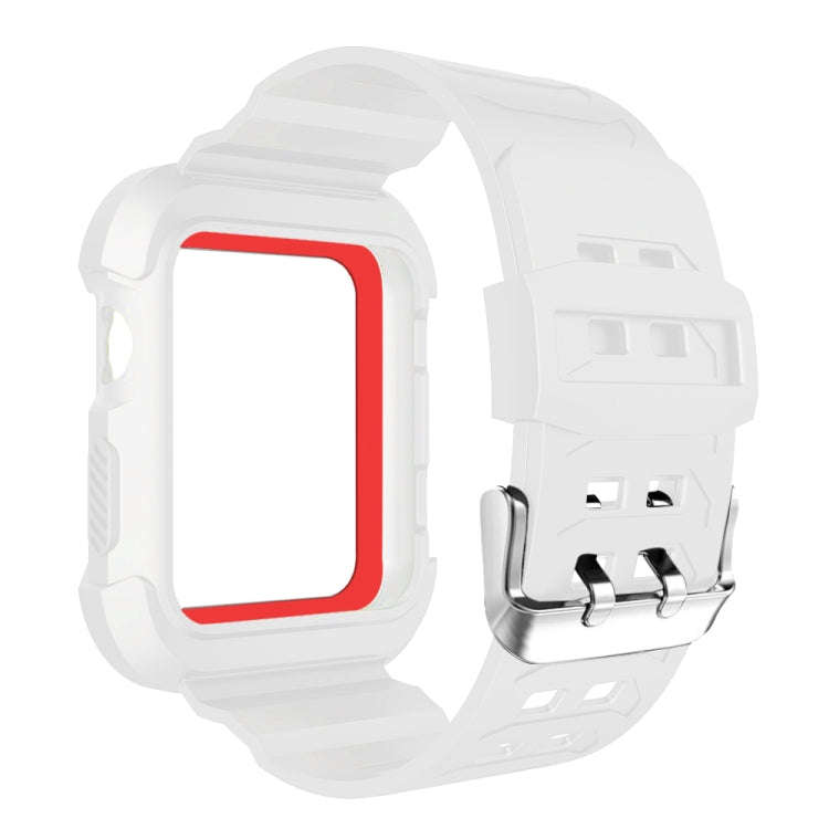 For Apple Watch 3 / 2 / 1 Generation 38mm All-In-One Silicone Strap(White + Red)