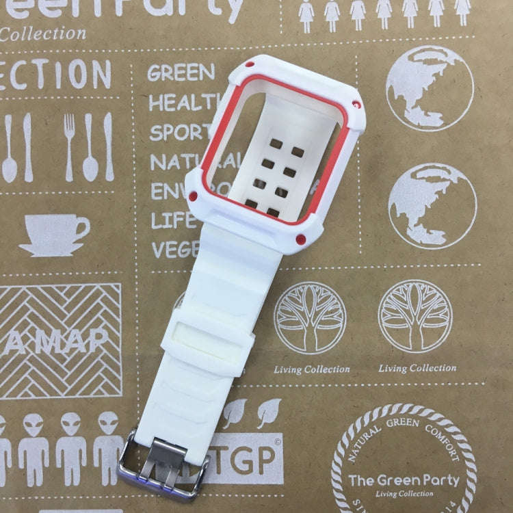 For Apple Watch 3 / 2 / 1 Generation 38mm All-In-One Silicone Strap(White + Red)