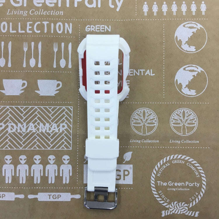 For Apple Watch 3 / 2 / 1 Generation 38mm All-In-One Silicone Strap(White + Red)