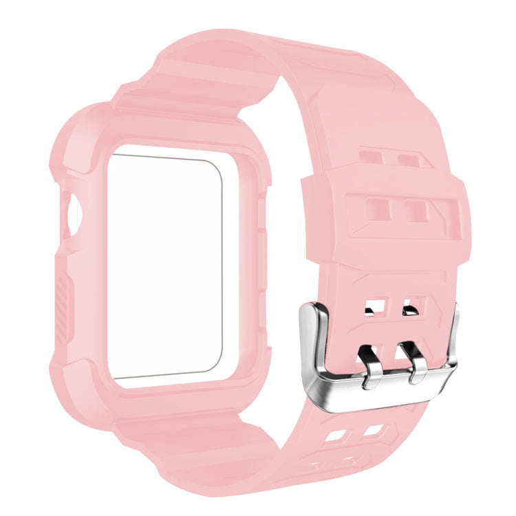 For Apple Watch 3 / 2 / 1 Generation 38mm All-In-One Silicone Strap(Pink + White)