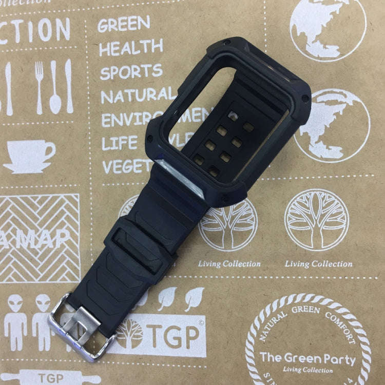For Apple Watch 3 / 2 / 1 Generation 38mm All-In-One Silicone Strap(Black)