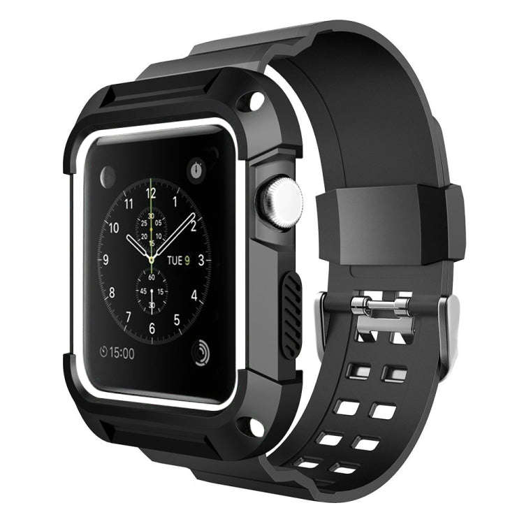 For Apple Watch 3 / 2 / 1 Generation 38mm All-In-One Silicone Strap(Black + White)