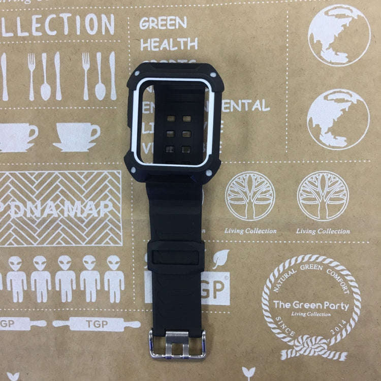 For Apple Watch 3 / 2 / 1 Generation 38mm All-In-One Silicone Strap(Black + White)