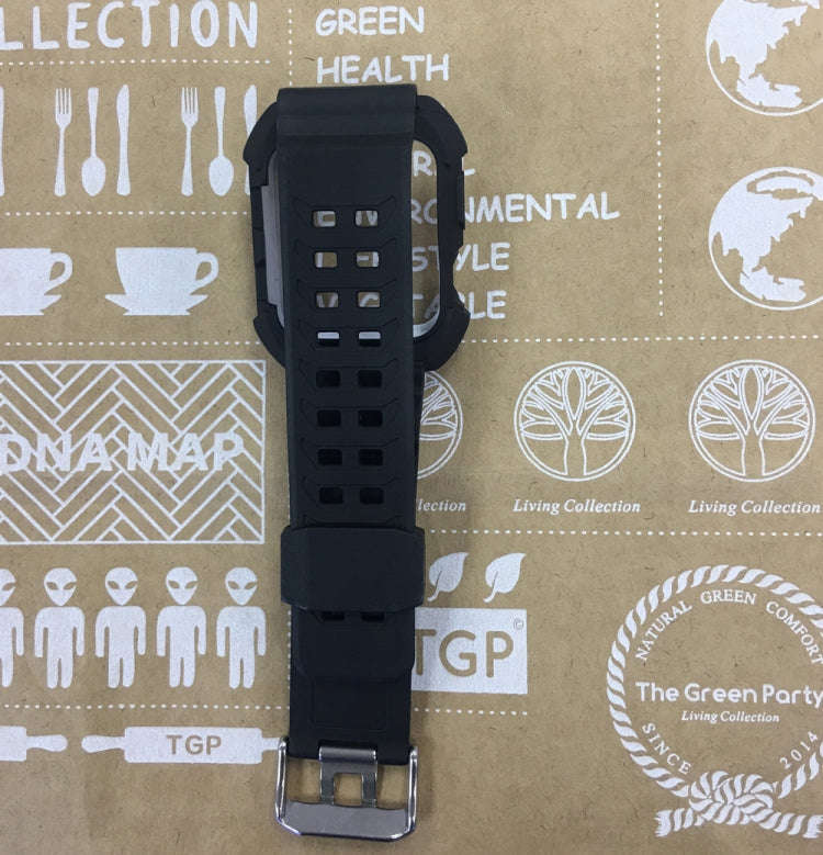 For Apple Watch 3 / 2 / 1 Generation 38mm All-In-One Silicone Strap(Black + White)