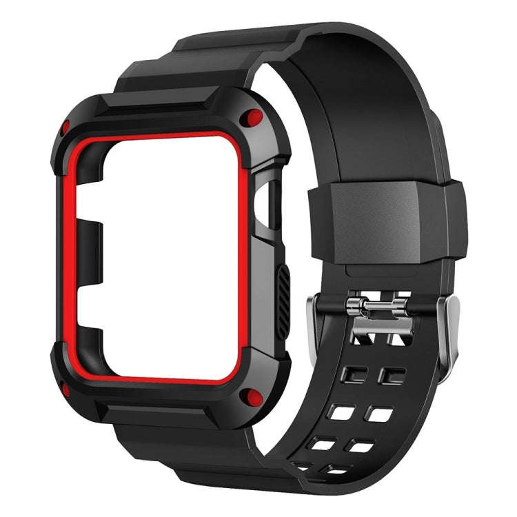 For Apple Watch 3 / 2 / 1 Generation 38mm All-In-One Silicone Strap(Black + Red)