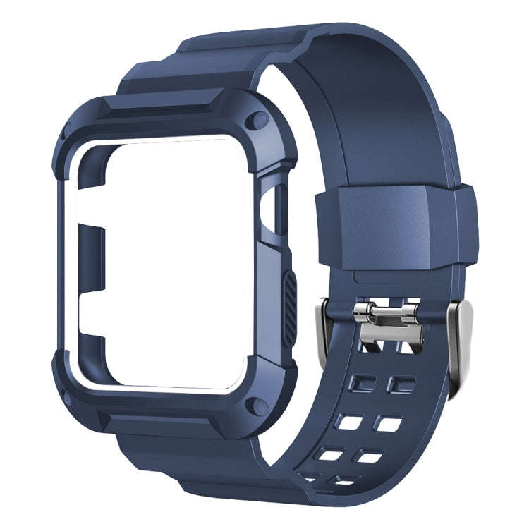 For Apple Watch 3 / 2 / 1 Generation 38mm All-In-One Silicone Strap(Blue + White)