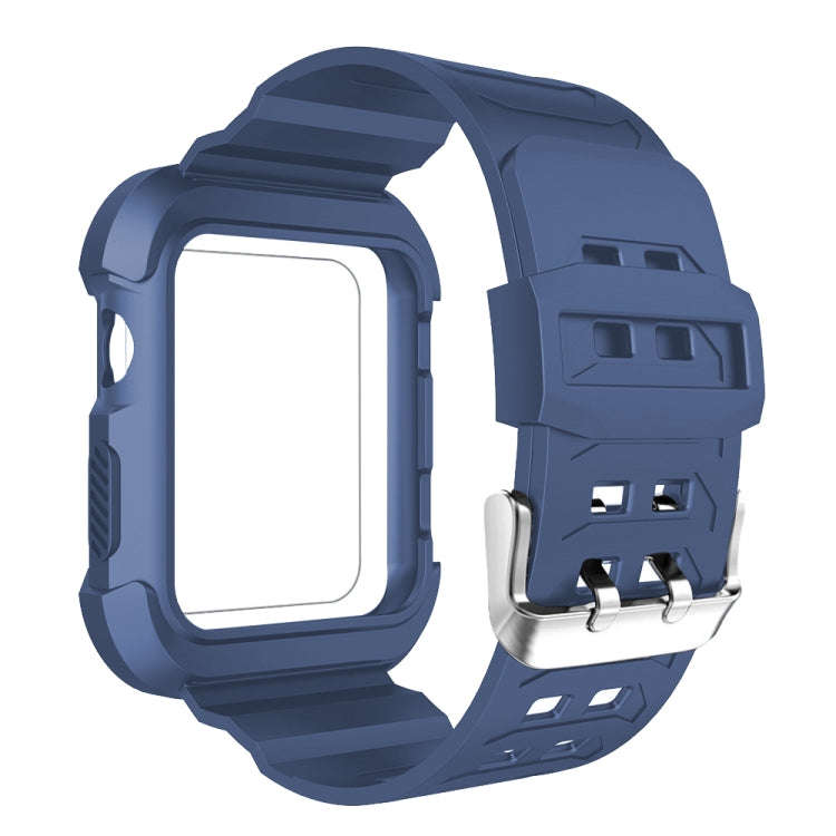 For Apple Watch 3 / 2 / 1 Generation 38mm All-In-One Silicone Strap(Blue + White)