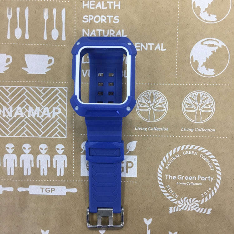 For Apple Watch 3 / 2 / 1 Generation 38mm All-In-One Silicone Strap(Blue + White)