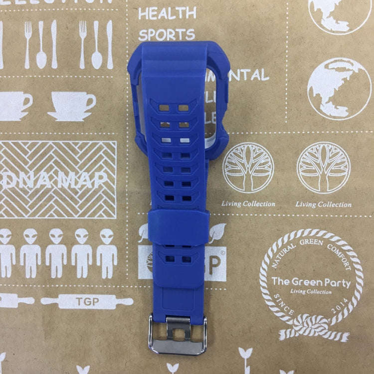 For Apple Watch 3 / 2 / 1 Generation 38mm All-In-One Silicone Strap(Blue + White)