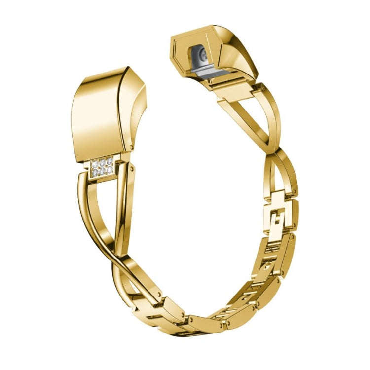 For Fitbit Alta smart watch X-shaped Metal Watch Band(gold)