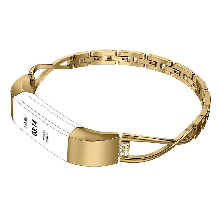 For Fitbit Alta smart watch X-shaped Metal Watch Band(gold)