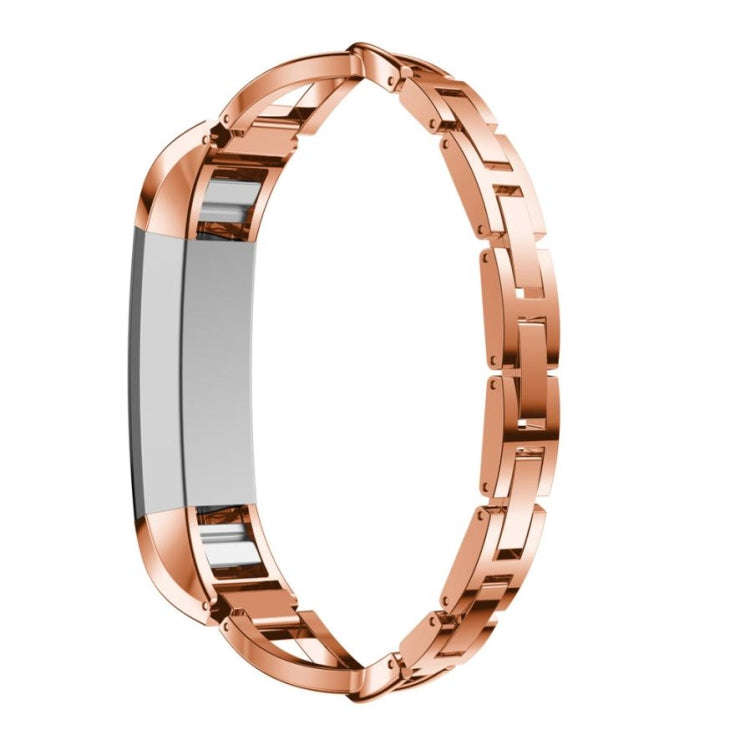 For Fitbit Alta smart watch X-shaped Metal Watch Band(rose gold)