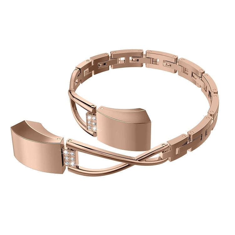 For Fitbit Alta smart watch X-shaped Metal Watch Band(rose gold)