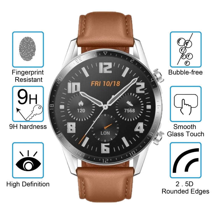 2 PCS For HUAWEI Watch GT 2 46mm (2019) ENKAY Hat-Prince 0.2mm 9H 2.15D Curved Edge Tempered Glas...