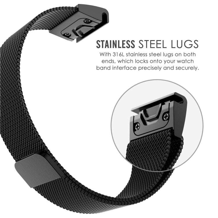 For Garmin Fenix 5 Milan Metal Stainless Steel Metal Watch Band, Size:20MM(Golden)