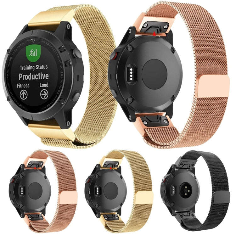 For Garmin Fenix 5 Milan Metal Stainless Steel Metal Watch Band, Size:20MM(Golden)